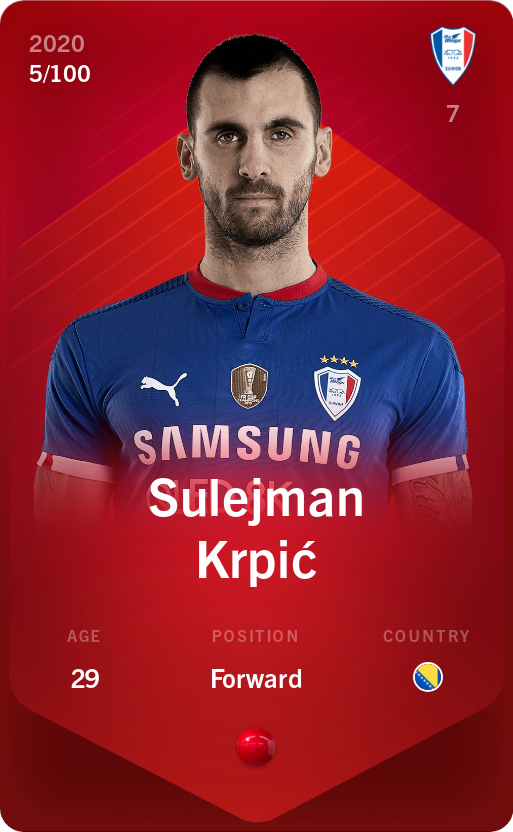 Sorare - Sorare Official - Sulejman Krpić 2020-21 • Rare 5/100 - NFT # 98676584829019902217891912212326147609444028928015936582088469606754520426418
