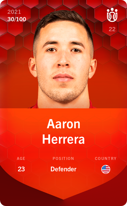 Sorare - Sorare Official - Aaron Herrera 2021-22 • Rare 30/100 - NFT # 71965560504347463299935697830693876108269645647133991193528499054541739934352