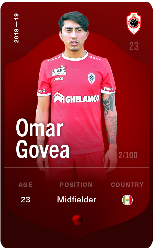 Sorare - Sorare Official - Omar Govea 2018-19 • Rare 2/100 - NFT # 94392023492623399192104250568287944253232491194124170229814411900926443045396