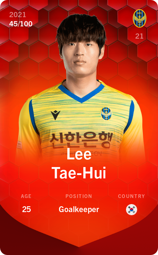 Sorare - Sorare Official - Lee Tae-Hui 2021-22 • Rare 45/100 - NFT # 19128906116055766545235910259780850316351245937884484209268244913720502790196
