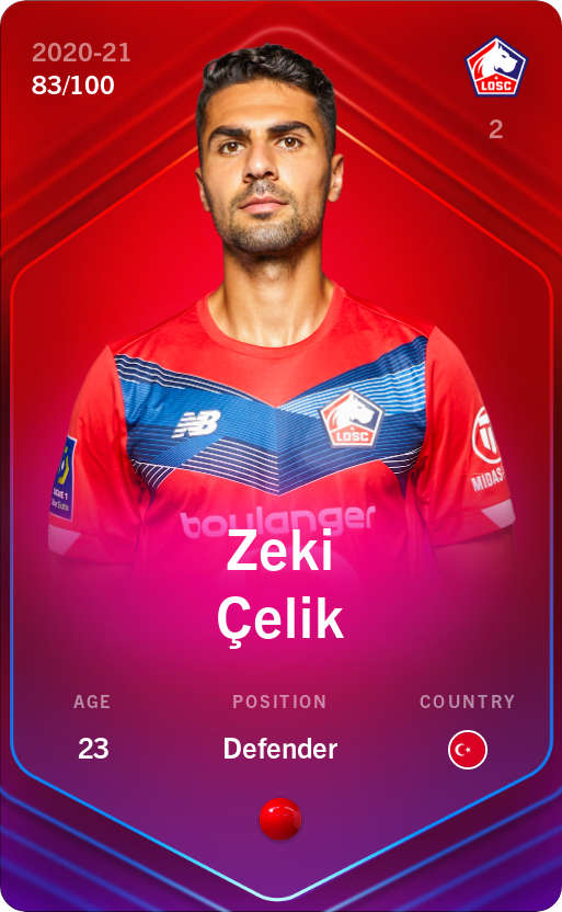 Sorare - Sorare Official - Zeki Çelik 2020-21 • Rare 83/100 - NFT # 21907466262210449523160088247769208399086473061038829321123344684651562761328