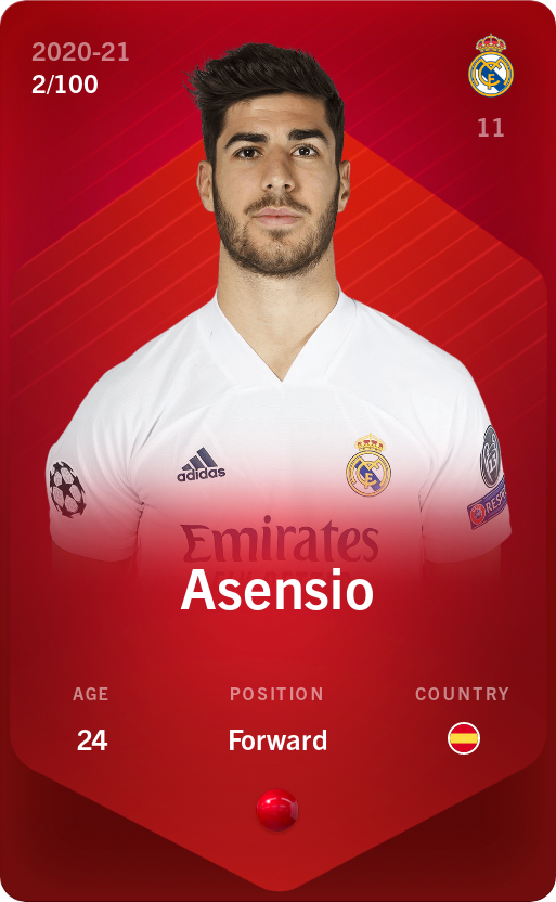 Sorare - Sorare Official - Asensio 2020-21 • Rare 2/100 - NFT # 66312571299438425269392704549431936059212052361720646866730072433941007392681