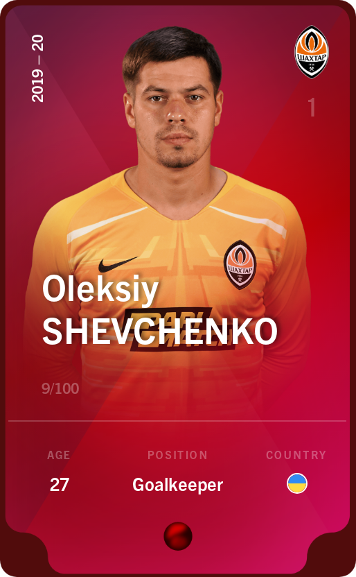 Sorare - Sorare Official - Oleksiy Shevchenko 2019-20 • Rare 9/100 - NFT # 21010610214372017060198645193736425413627982437794896416252980956068502015207