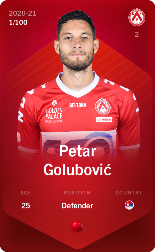 Sorare - Sorare Official - Petar Golubović 2020-21 • Rare 1/100 - NFT # 26686656889008439826638496007237702429662529657723483377230916494320577235800