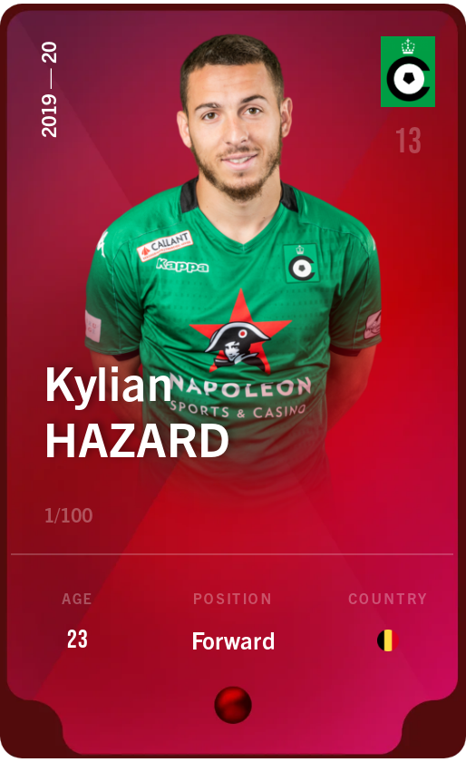 Sorare - Sorare Official - Kylian Hazard 2019-20 • Rare 1/100 - NFT # 99058974848743753218668100050691982943073092812481334301173899429812769954097
