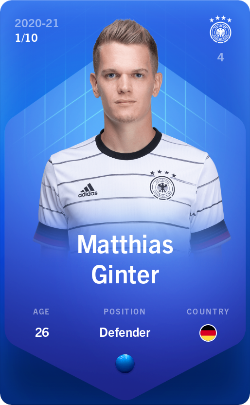 Sorare - Sorare Official - Matthias Ginter 2020-21 • Super Rare 1/10 - NFT # 395220111403061319913440700172686437907901713681432522814110603030587805150