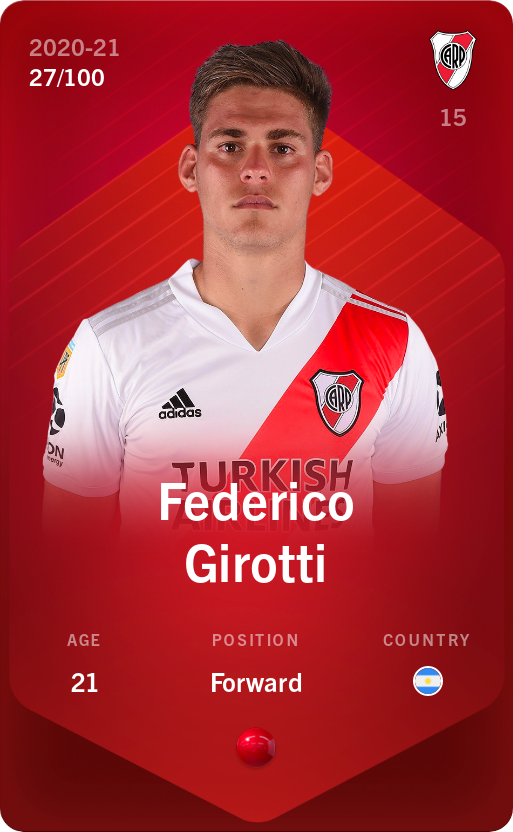 Sorare - Sorare Official - Federico Girotti 2020-21 • Rare 27/100 - NFT # 2022486779105611387268232469888677452232608344954767466024772081124575631543