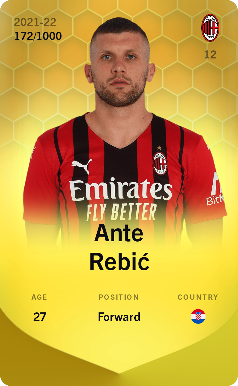 Sorare - Sorare Official - Ante Rebić 2021-22 • Limited 172/1000 - NFT # 78761909909213146529119698811416406751871865641808285436135853738732043748934