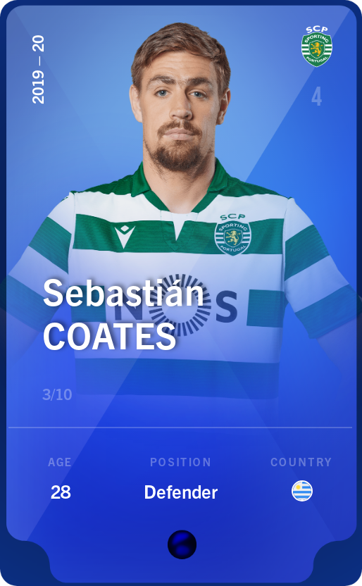 Sorare - Sorare Official - Sebastián Coates 2019-20 • Super Rare 3/10 - NFT # 36623836512050366550316533412968163388689194605503680205925459055071231646701