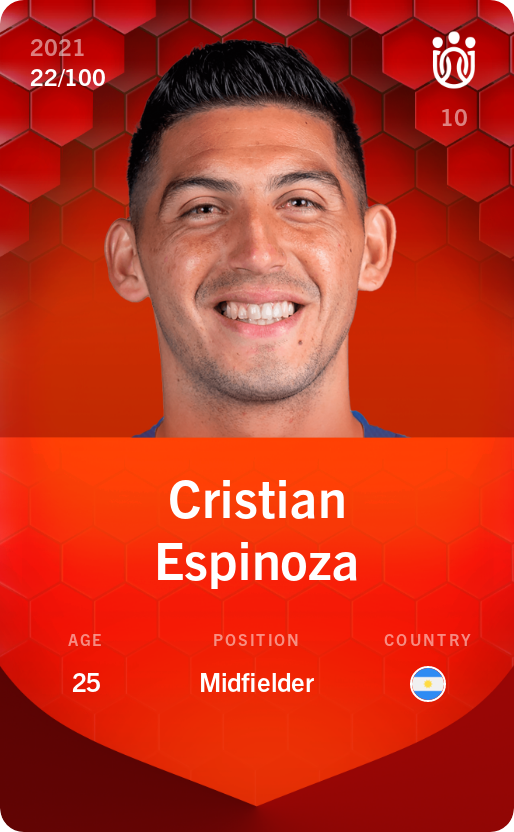Sorare - Sorare Official - Cristian Espinoza 2021-22 • Rare 22/100 - NFT # 21826937960978904469200401943966967900606952650848244251482198462580766085351