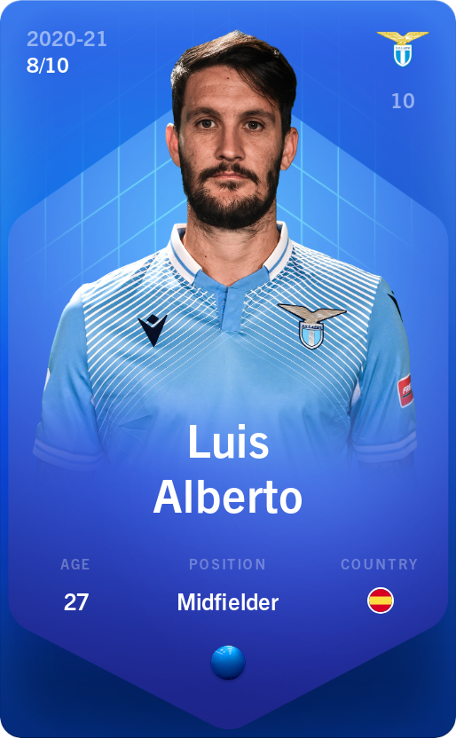 Sorare - Sorare Official - Luis Alberto 2020-21 • Super Rare 8/10 - NFT # 27148656209370906583169716659822608054154190374973727313097610152496376785297