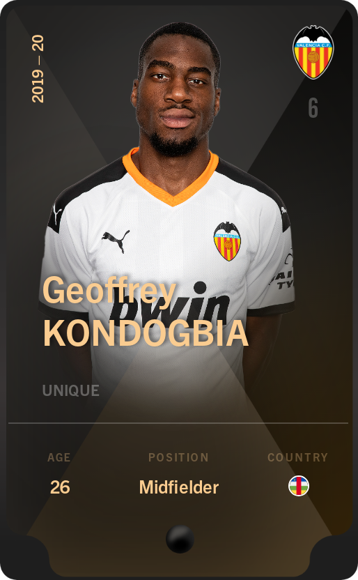 Sorare - Sorare Official - Geoffrey Kondogbia 2019-20 • Unique - NFT # 37646433052622859671348022263659287943721342404970342065053189412112690967105