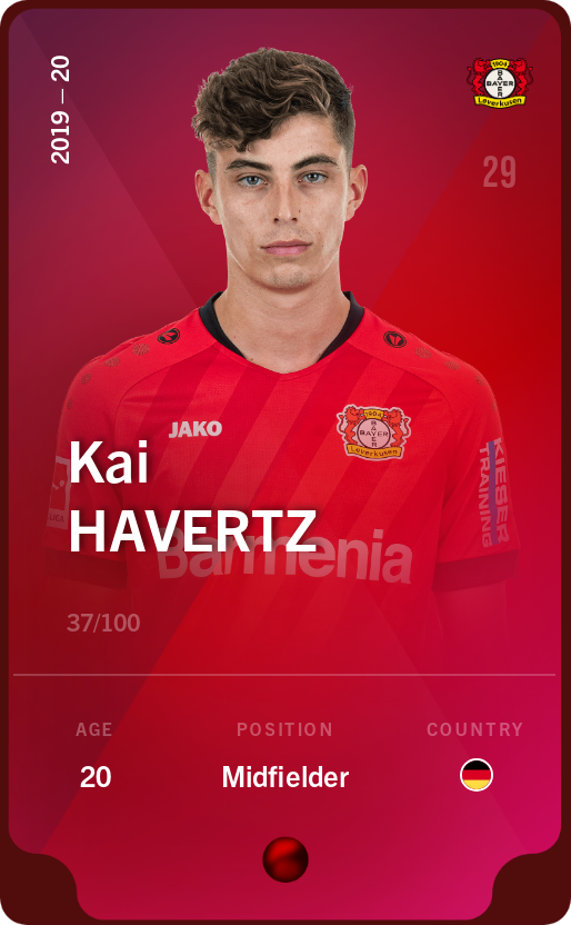 Sorare - Sorare Official - Kai Havertz 2019-20 • Rare 37/100 - NFT # 45380167367221965944891086792546592334856254722578576646567532329146388111392