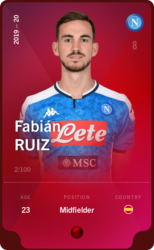 Sorare - Sorare Official - Fabián Ruiz 2019-20 • Rare 2/100 - NFT # 34037651138888613153757235181021691618354811939504879759506983597579482806119