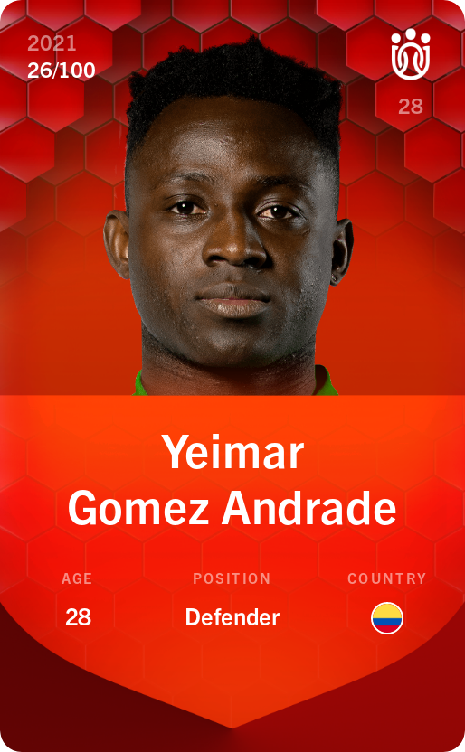 Sorare - Sorare Official - Yeimar Gomez Andrade 2021-22 • Rare 26/100 - NFT # 114152076702767400882339943039730995631763254737961150009389616344648557597737
