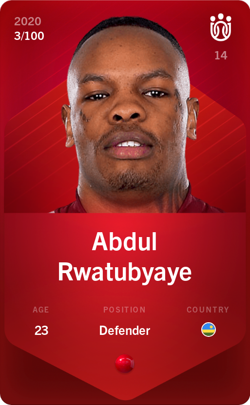 Sorare - Sorare Official - Abdul Rwatubyaye 2020-21 • Rare 3/100 - NFT # 70486615941163735632557251389081230078430355942605020896898446720390309577533