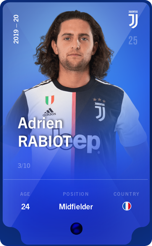 Sorare - Sorare Official - Adrien Rabiot 2019-20 • Super Rare 3/10 - NFT # 798485002012846635170294442504478311485869956989809027017894535286389950314