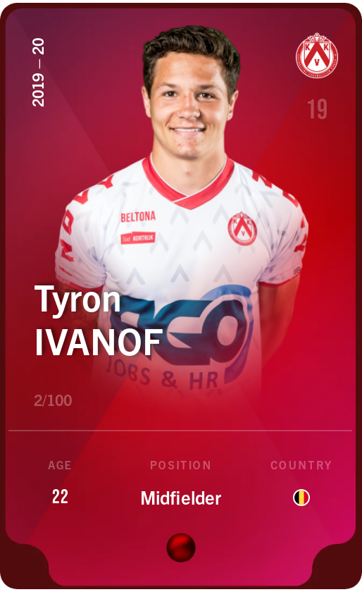 Sorare - Sorare Official - Tyron Ivanof 2019-20 • Rare 2/100 - NFT # 53987016832589752138547474636229464076916489740398399823977024877772217461181