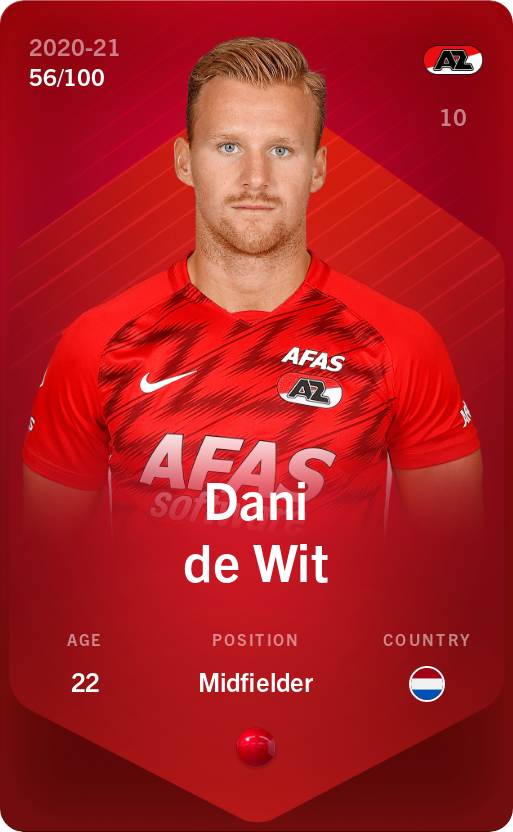 Sorare - Sorare Official - Dani de Wit 2020-21 • Rare 56/100 - NFT # 33685392508411135821320525904655937430954118031975829554422285366175389203036