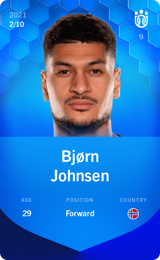 Sorare - Sorare Official - Bjørn Johnsen 2021-22 • Super Rare 2/10 - NFT # 58367772463056902346281019017578490656989717478874550472799293840450153564847