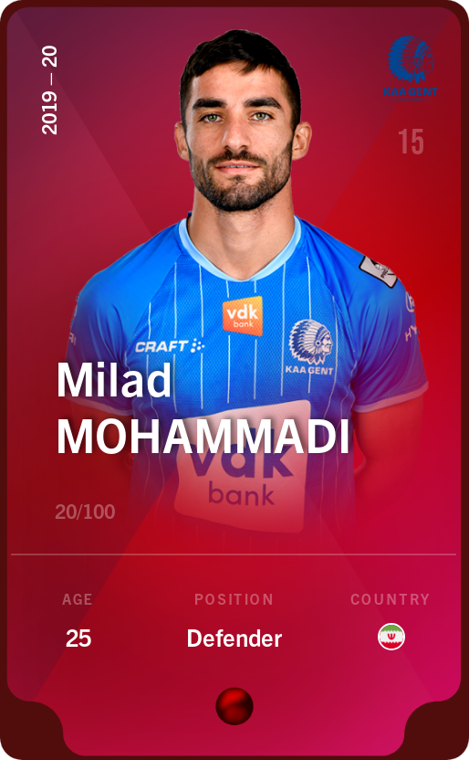 Sorare - Sorare Official - Milad Mohammadi 2019-20 • Rare 20/100 - NFT # 98629837871215604435592714448607759536077566798413273925025654989380483951736