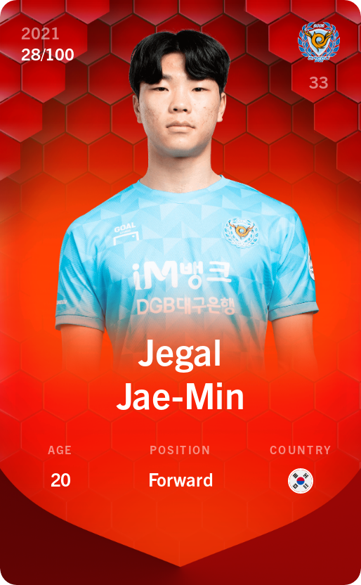 Sorare - Sorare Official - Jegal Jae-Min 2021-22 • Rare 28/100 - NFT # 52846858515896829109877915467336922255409899533942266140081038228569905145094
