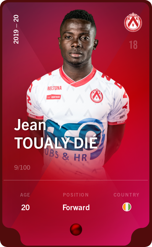 Sorare - Sorare Official - Jean Toualy Dié 2019-20 • Rare 9/100 - NFT # 41380765791974042779150591268568520104194980615987433725381155204004331805770