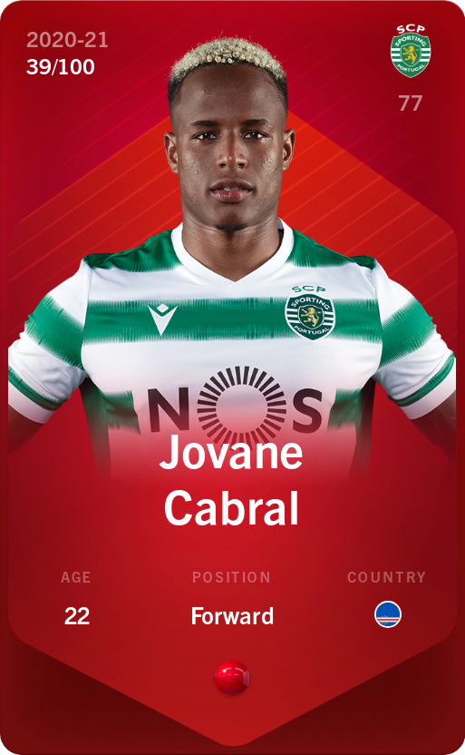 Sorare - Sorare Official - Jovane Cabral 2020-21 • Rare 39/100 - NFT # 26185099855238926505047727803808406072282804793058592825165611002694924449774