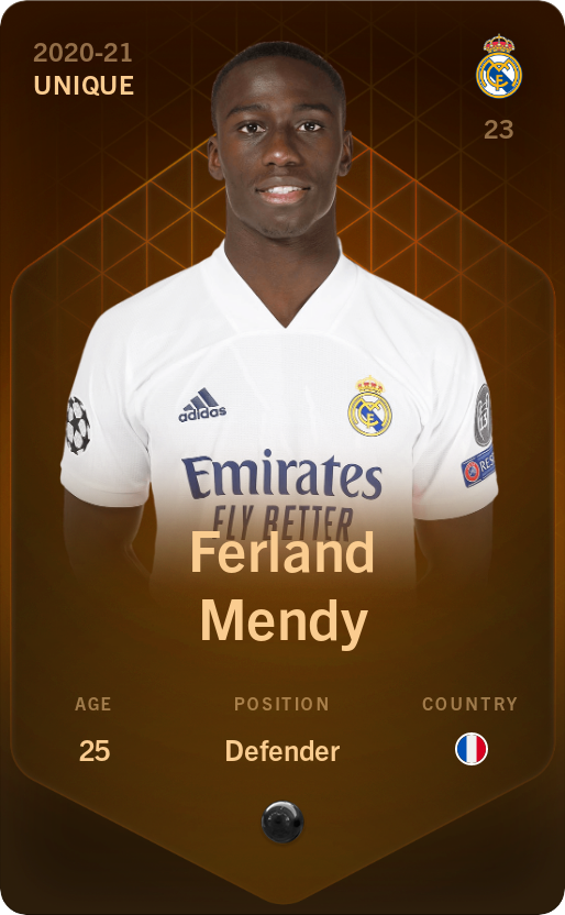Sorare - Sorare Official - Ferland Mendy 2020-21 • Unique - NFT # 24668299048439965418248317107848133063839122425050275491948559278947054210349