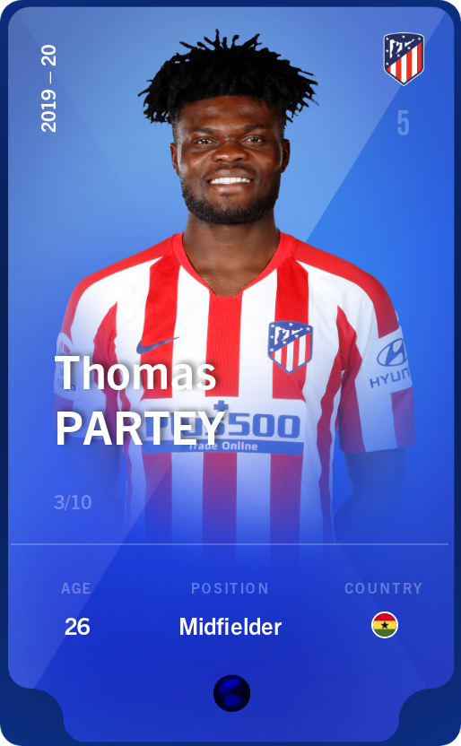 Sorare - Sorare Official - Thomas Partey 2019-20 • Super Rare 3/10 - NFT # 22012998982145017913123495103743759128046085528314025487379735168926810542836