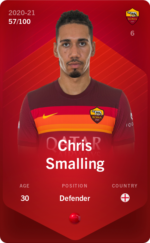 Sorare - Sorare Official - Chris Smalling 2020-21 • Rare 57/100 - NFT # 12130765967879025745644726795546712525805957148443504112118994376757120739483