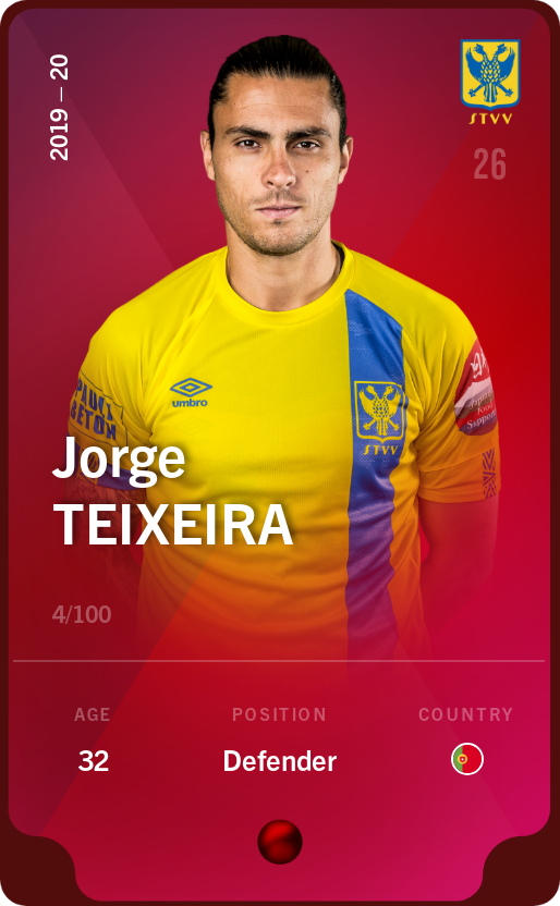 Sorare - Sorare Official - Jorge Teixeira 2019-20 • Rare 4/100 - NFT # 87864166231208354336297078677458686183621324447427886747929803727909500576762