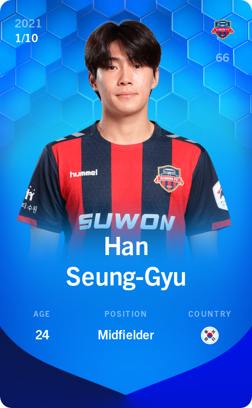 Sorare - Sorare Official - Han Seung-Gyu 2021-22 • Super Rare 1/10 - NFT # 77179456404832011720234066502743937738695328506561107103208979862624194964054