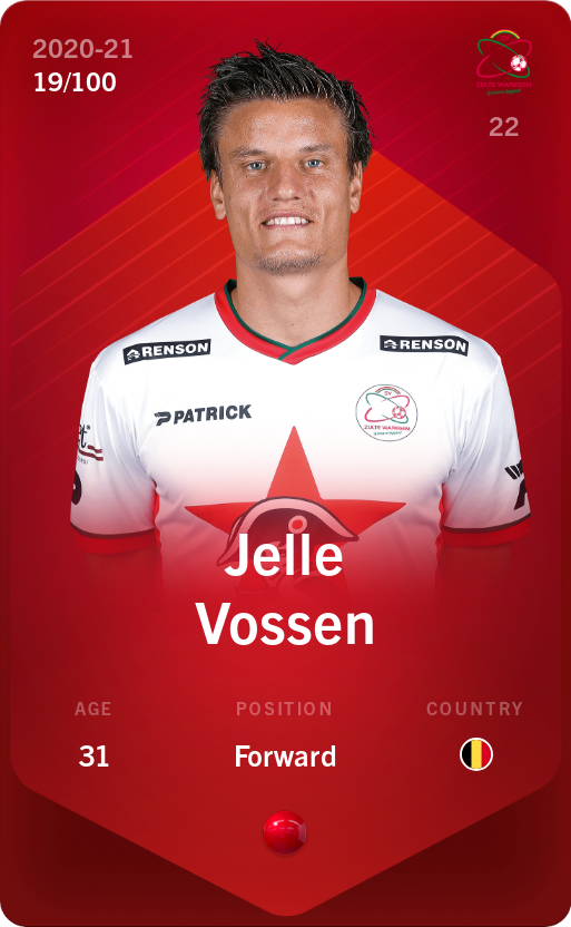Sorare - Sorare Official - Jelle Vossen 2020-21 • Rare 19/100 - NFT # 9580654481385852843664832316203120782304280019324783112486745590641061221763