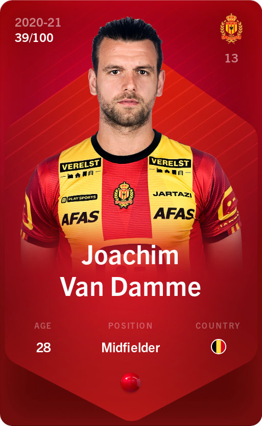 Sorare - Sorare Official - Joachim Van Damme 2020-21 • Rare 39/100 - NFT # 108777852459305840694919740434694893562741906142487258520682126762587547341364