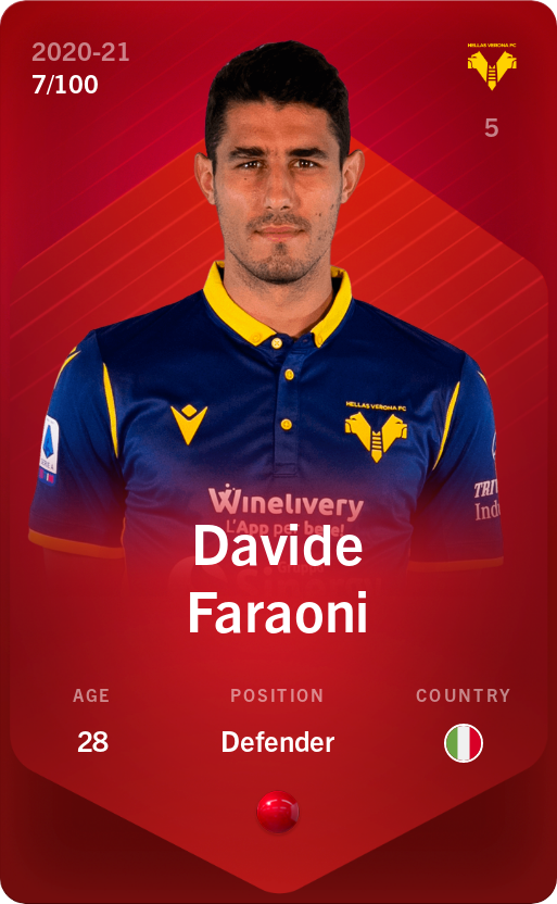 Sorare - Sorare Official - Davide Faraoni 2020-21 • Rare 7/100 - NFT # 82366274060219614854970813687783748971339781333112780593259177541996881968095