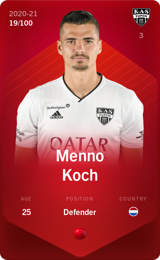 Sorare - Sorare Official - Menno Koch 2020-21 • Rare 19/100 - NFT # 94558885752857476339476957147272813445271594065815666489279387205051814699875