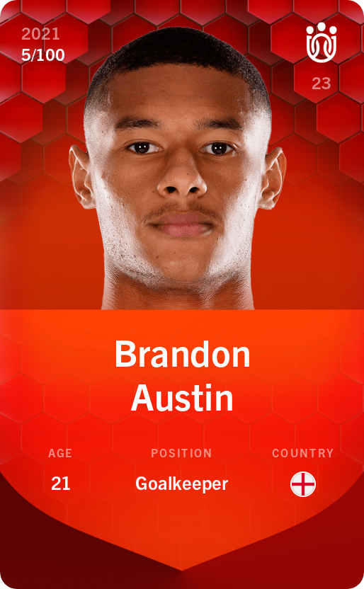 Sorare - Sorare Official - Brandon Austin 2021-22 • Rare 5/100 - NFT # 19619270810686228690739950556460380803475023483788575641036526795970641365540