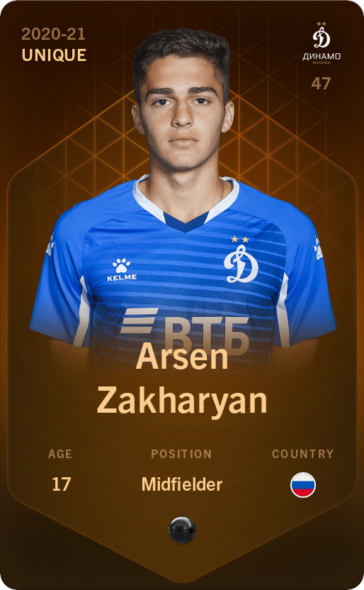 Sorare - Sorare Official - Arsen Zakharyan 2020-21 • Unique - NFT # 96854961016325839039604154845275489391934912909169308566667881621723677252620