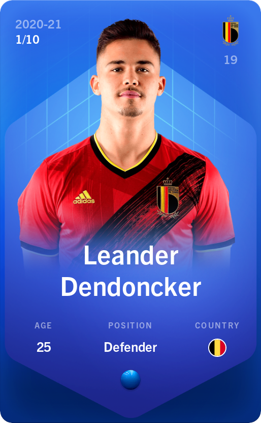 Sorare - Sorare Official - Leander Dendoncker 2020-21 • Super Rare 1/10 - NFT # 28150812407567069008898220808122989090075018705269821474414552044758804869588