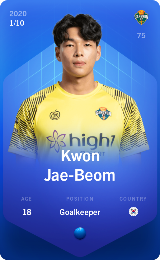 Sorare - Sorare Official - Kwon Jae-Beom 2020-21 • Super Rare 1/10 - NFT # 114290178050319277094951192306866075765694277889562459181374452173787819886852