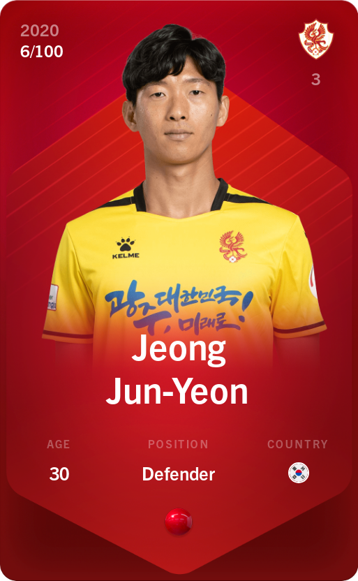 Sorare - Sorare Official - Jeong Jun-Yeon 2020-21 • Rare 6/100 - NFT # 82461782969952748285801787678991839408086857344350748098313030203274911083781