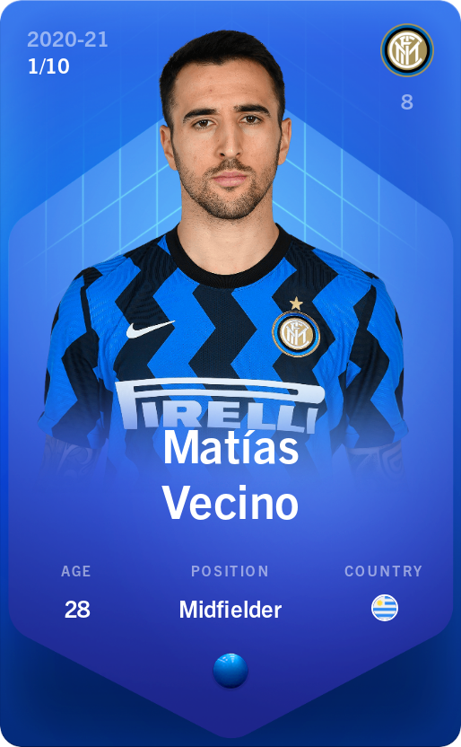 Sorare - Sorare Official - Matías Vecino 2020-21 • Super Rare 1/10 - NFT # 2653074814439567186799329451258227707233118222265241037971295462040524213646