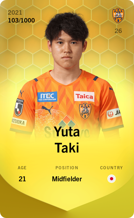 Sorare - Sorare Official - Yuta Taki 2021-22 • Limited 103/1000 - NFT # 38542416637926059318540562214657439399745334176038336602528738809590719357631