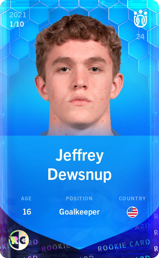 Sorare - Sorare Official - Jeffrey Dewsnup 2021-22 • Super Rare 1/10 - NFT # 57743094097027911894827278942867905986417509242334752474068752263432369160964