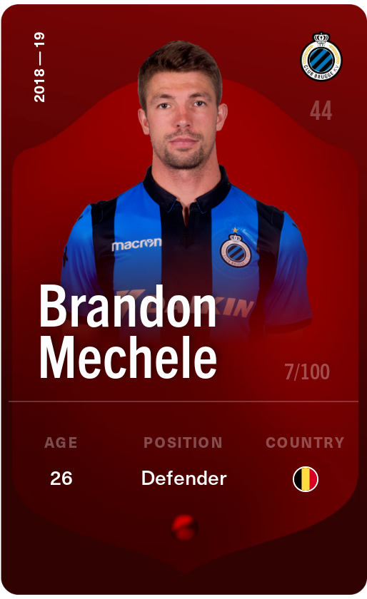 Sorare - Sorare Official - Brandon Mechele 2018-19 • Rare 7/100 - NFT # 62753938889777880820393986793056928709464616714058804455882598338392575496843