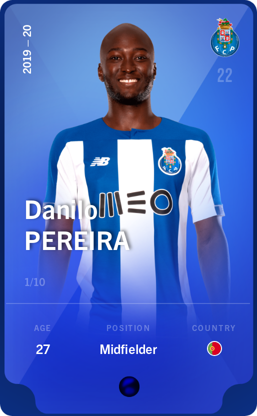 Sorare - Sorare Official - Danilo Pereira 2019-20 • Super Rare 1/10 - NFT # 73344982099761105342192119581090195563501192578782191683387554203848726918680