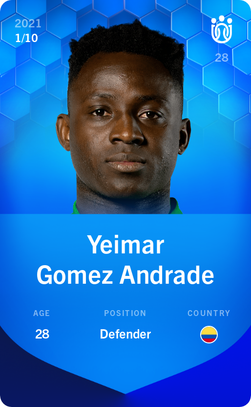 Sorare - Sorare Official - Yeimar Gomez Andrade 2021-22 • Super Rare 1/10 - NFT # 80724317777739360211579845980594699528887189767228137018298985815677426998090