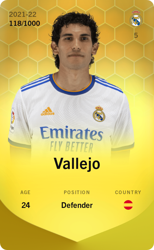 Sorare - Sorare Official - Vallejo 2021-22 • Limited 118/1000 - NFT # 27635826317201586366155922432069580148329197162924282144208657548710303361729