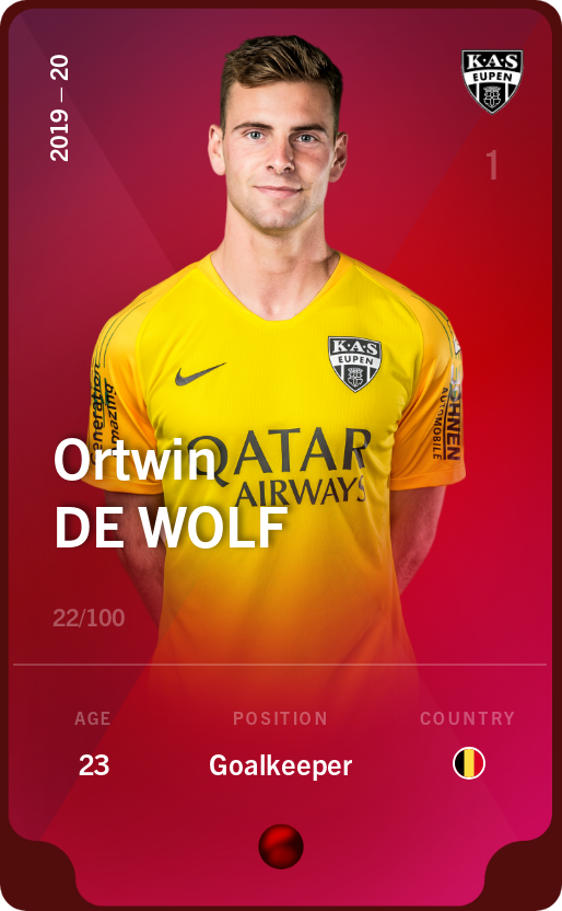 Sorare - Sorare Official - Ortwin De Wolf 2019-20 • Rare 22/100 - NFT # 7624338965830556024946880425028180204382237132749387270510473504020876177261